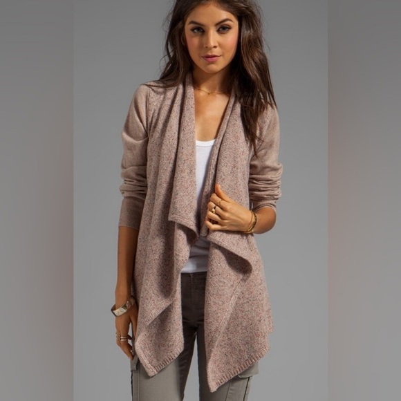 Joie Sweaters - JOIE Solid With Marled Mix Starley Cardigan Brown Light Heather Oatmeal Size M